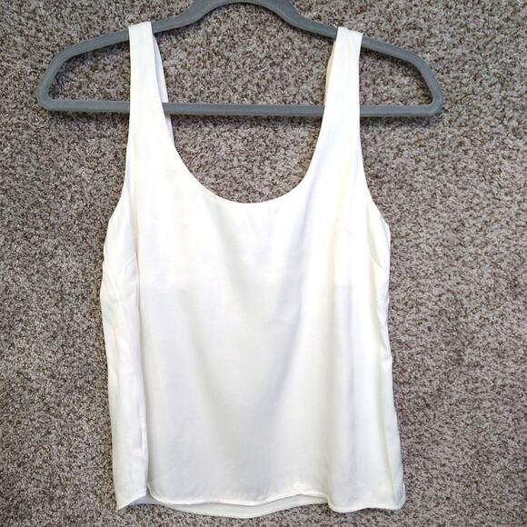 TopShop White Scoop Neck Tank Top Size 2 Silky Viscose - Picture 1 of 7